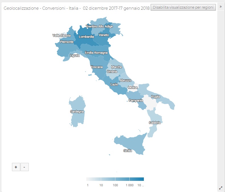 Report ShinyStat - Conversioni Monetarie - Geolocalizzazione - Italia